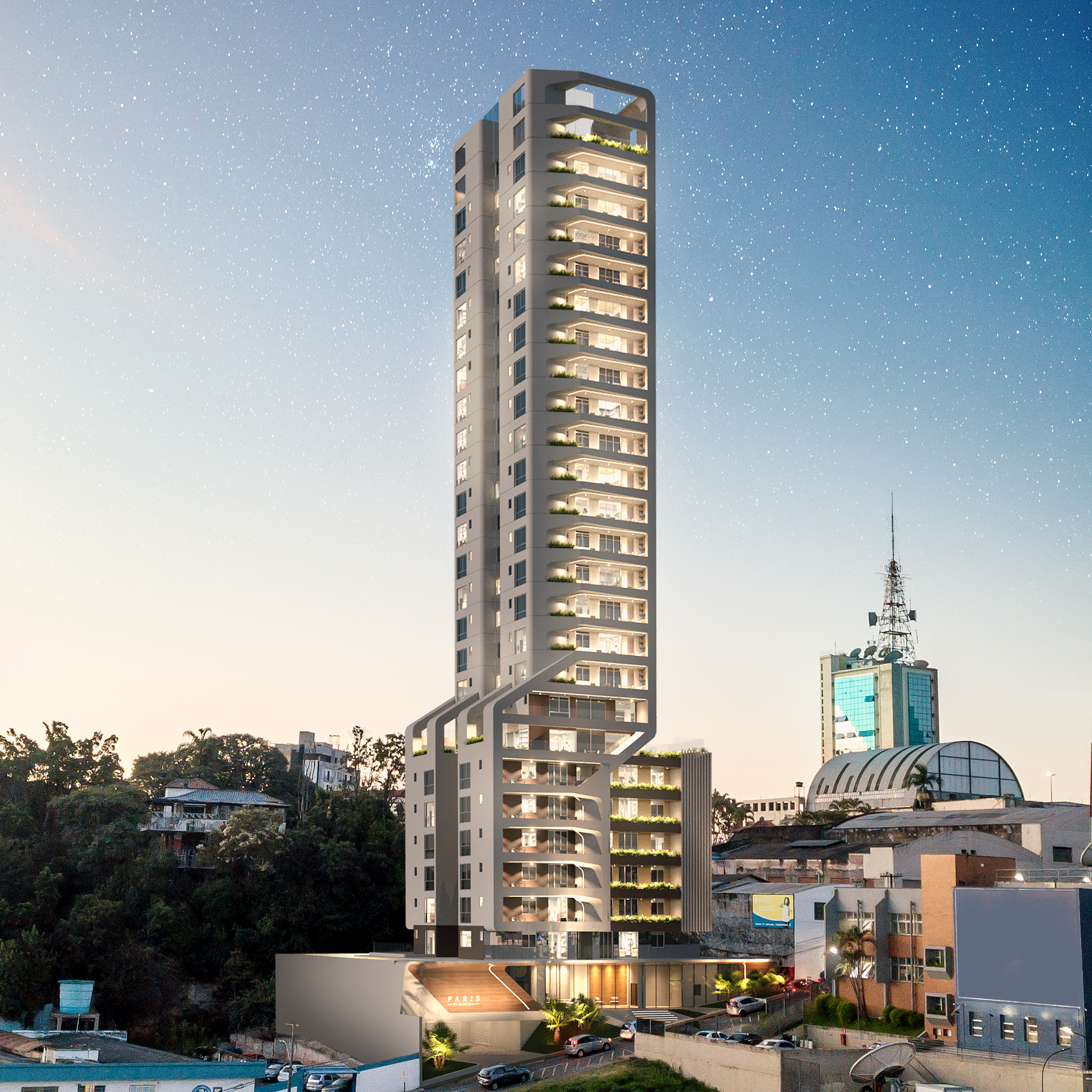 Fachada noturna